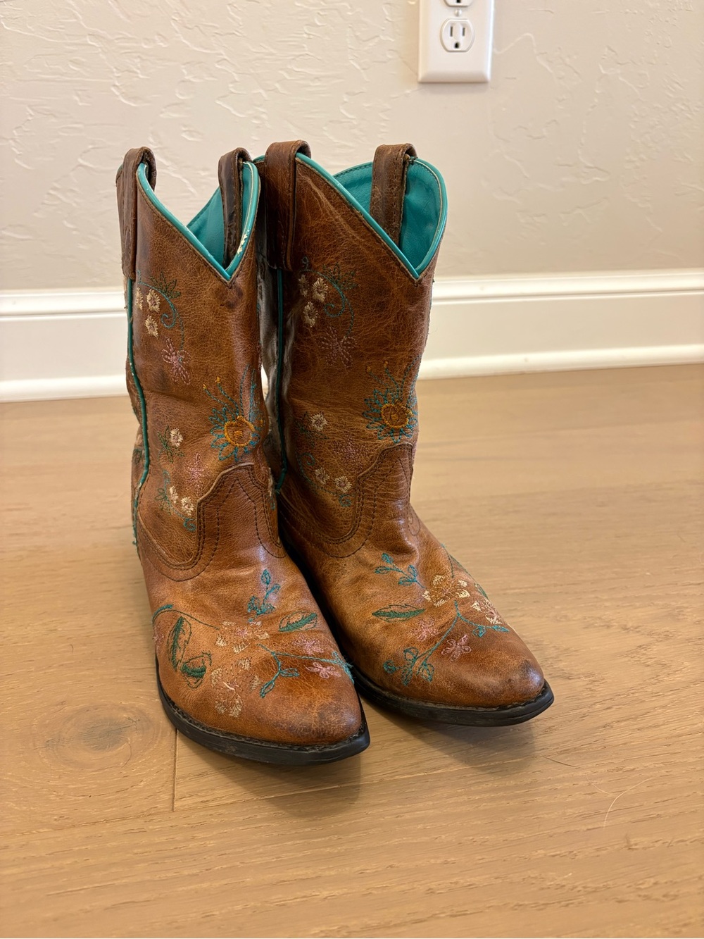 Smoky Mountain Florence Floral Leather Cowboy Boots Girls Size 3